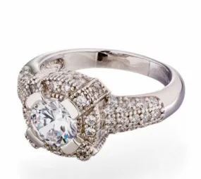 1 Carat Antique Inspired Bezel Set Cubic Zirconia Engagement Ring