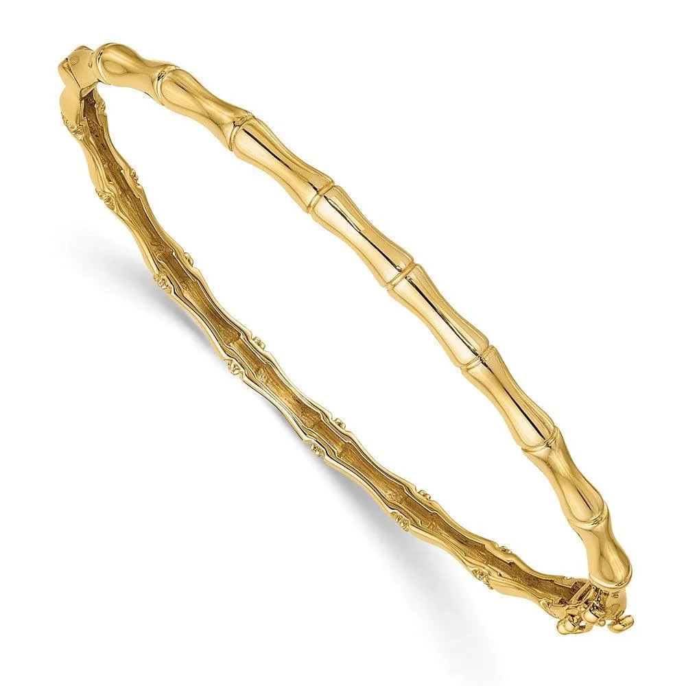 14k Bamboo Design Diamond Bangle