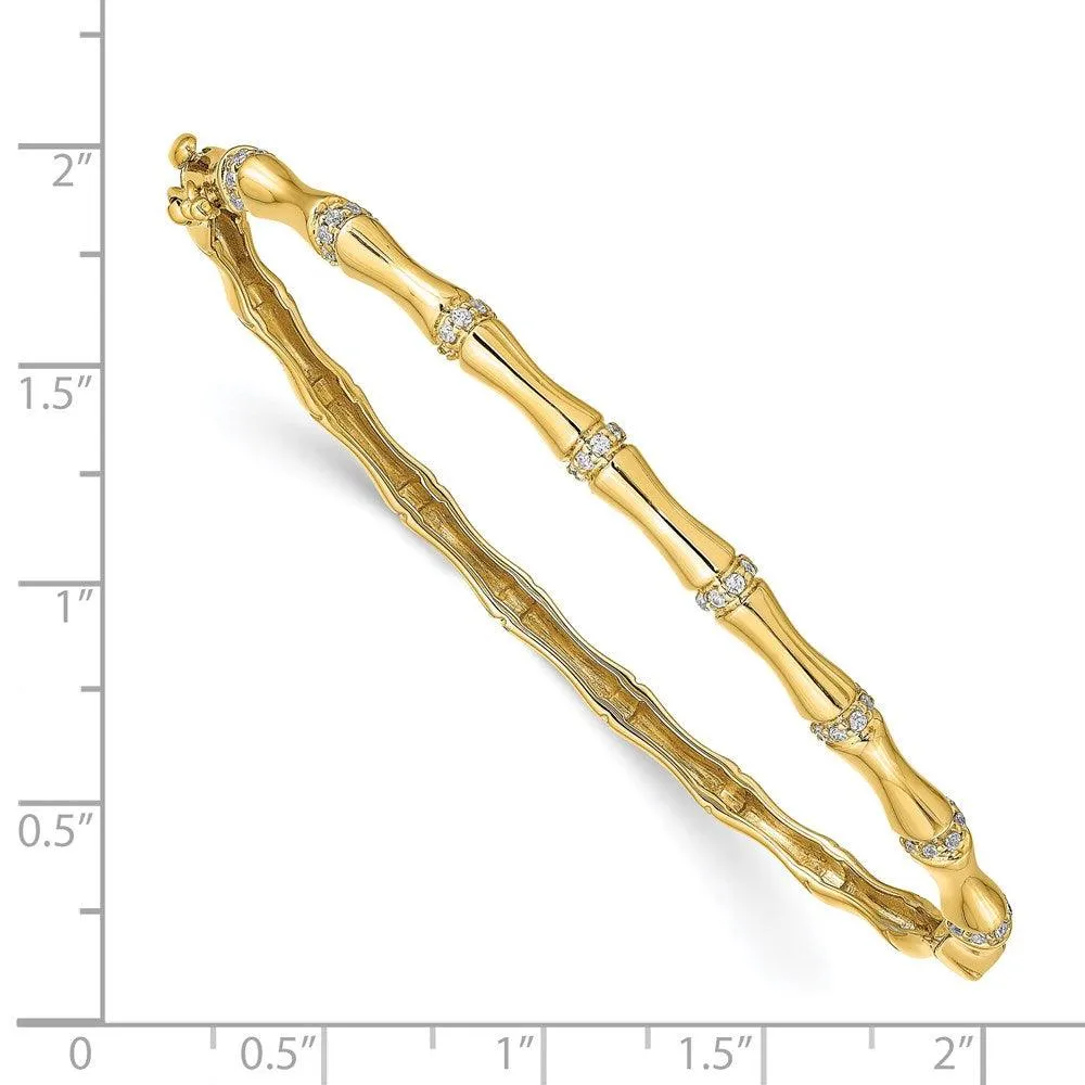 14k Bamboo Design Diamond Bangle