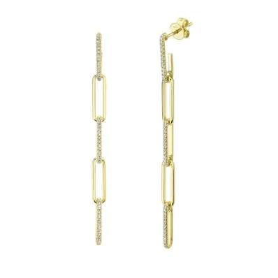 14K GOLD DIAMOND BRIDGETTE PAPERCLIP EARRINGS