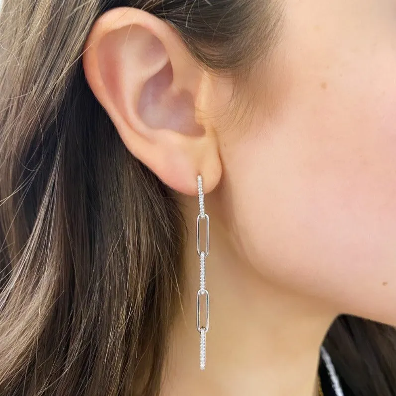14K GOLD DIAMOND BRIDGETTE PAPERCLIP EARRINGS