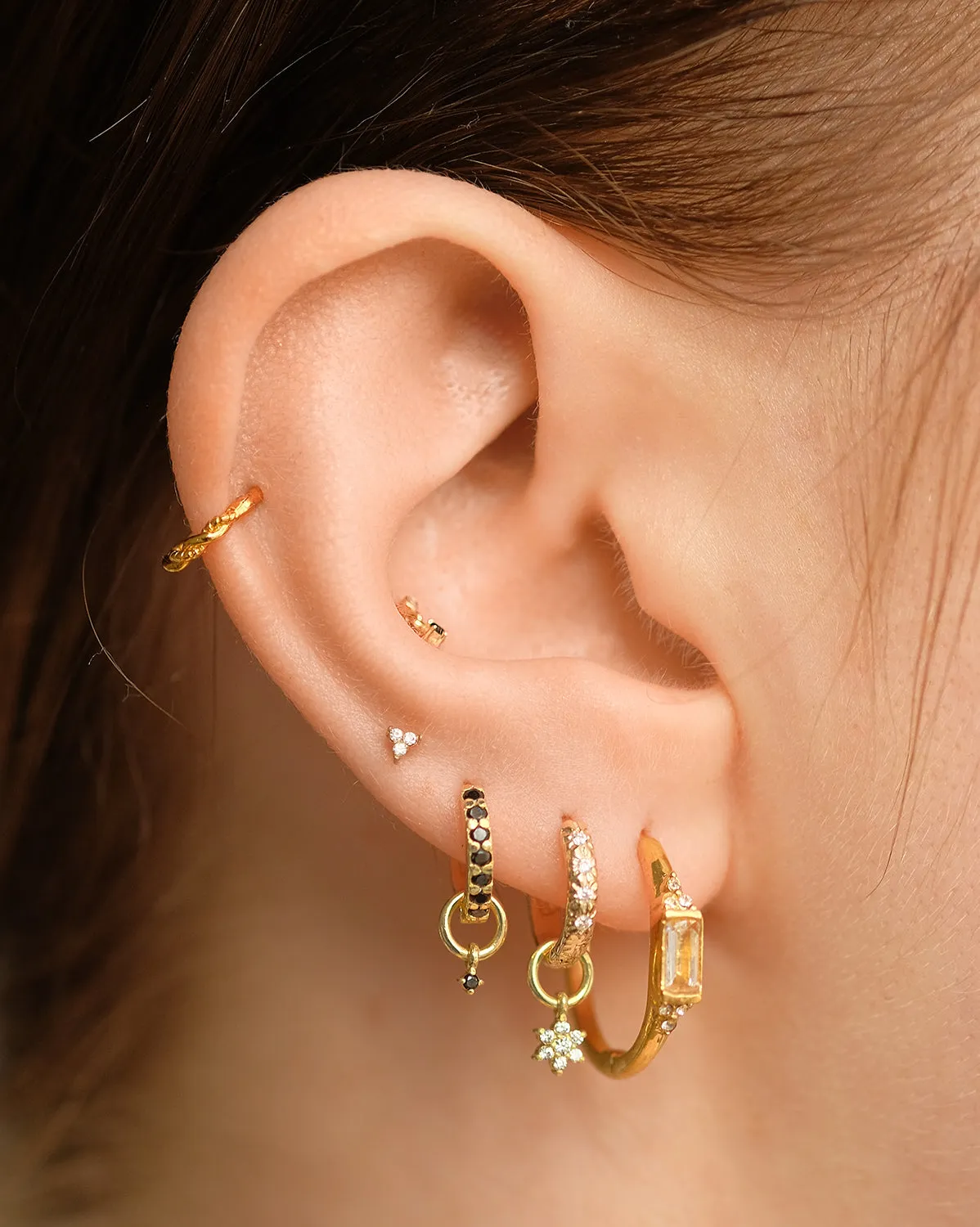 14K Solid Gold Merida Small Curled Hoop