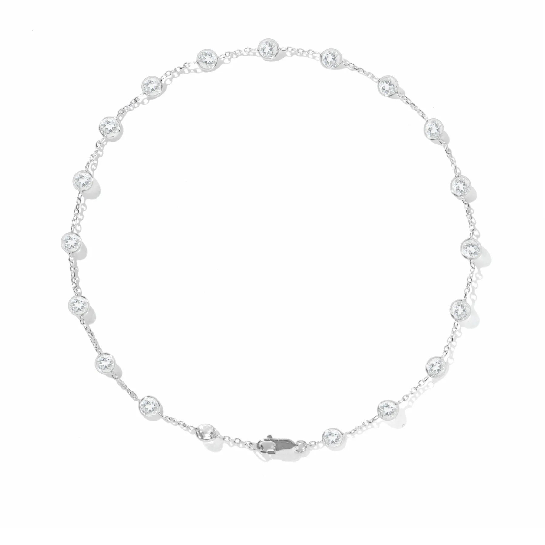 14KT White Gold Precious Topaz Anklet