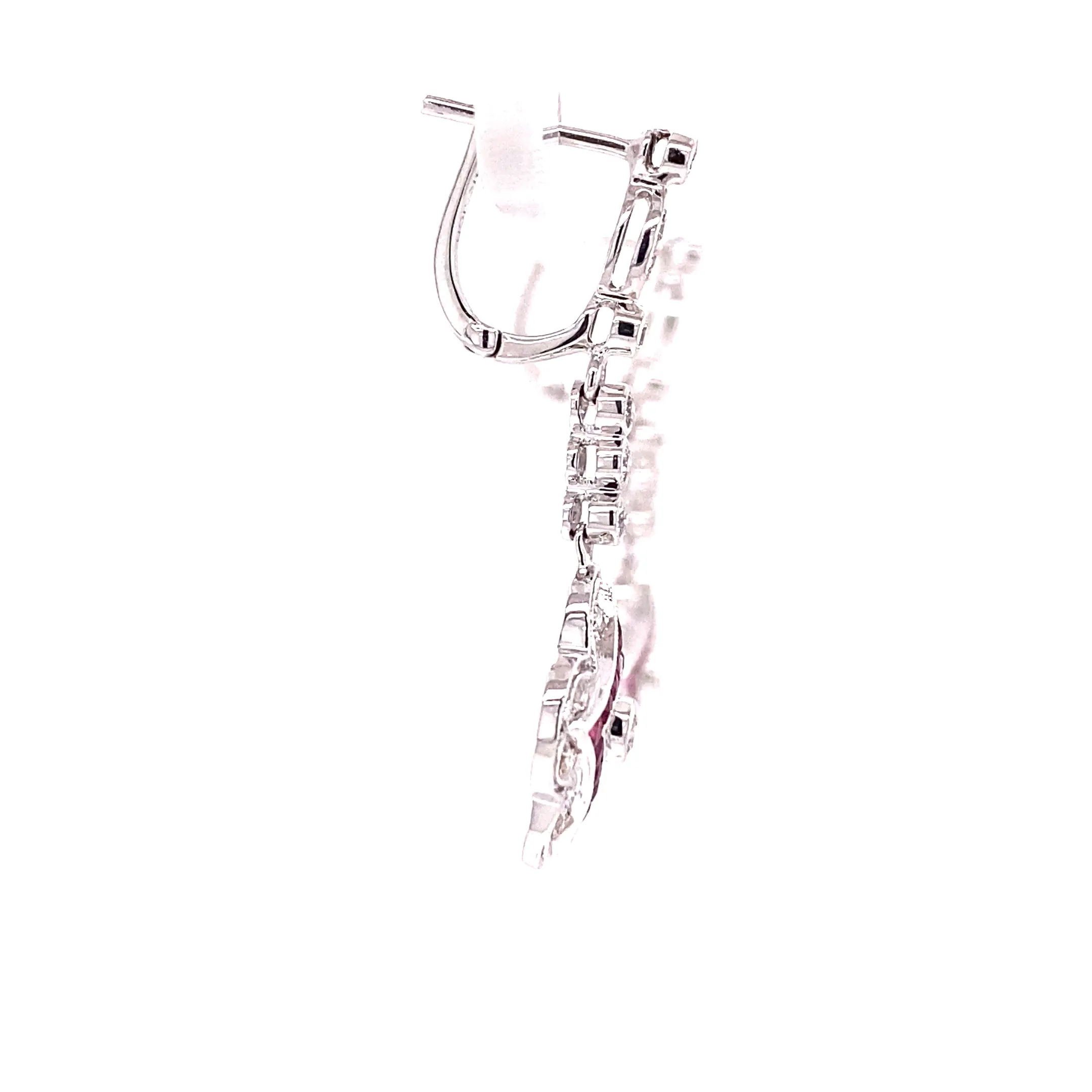 14KW Diamond And Ruby Dangle Fashion Earrings