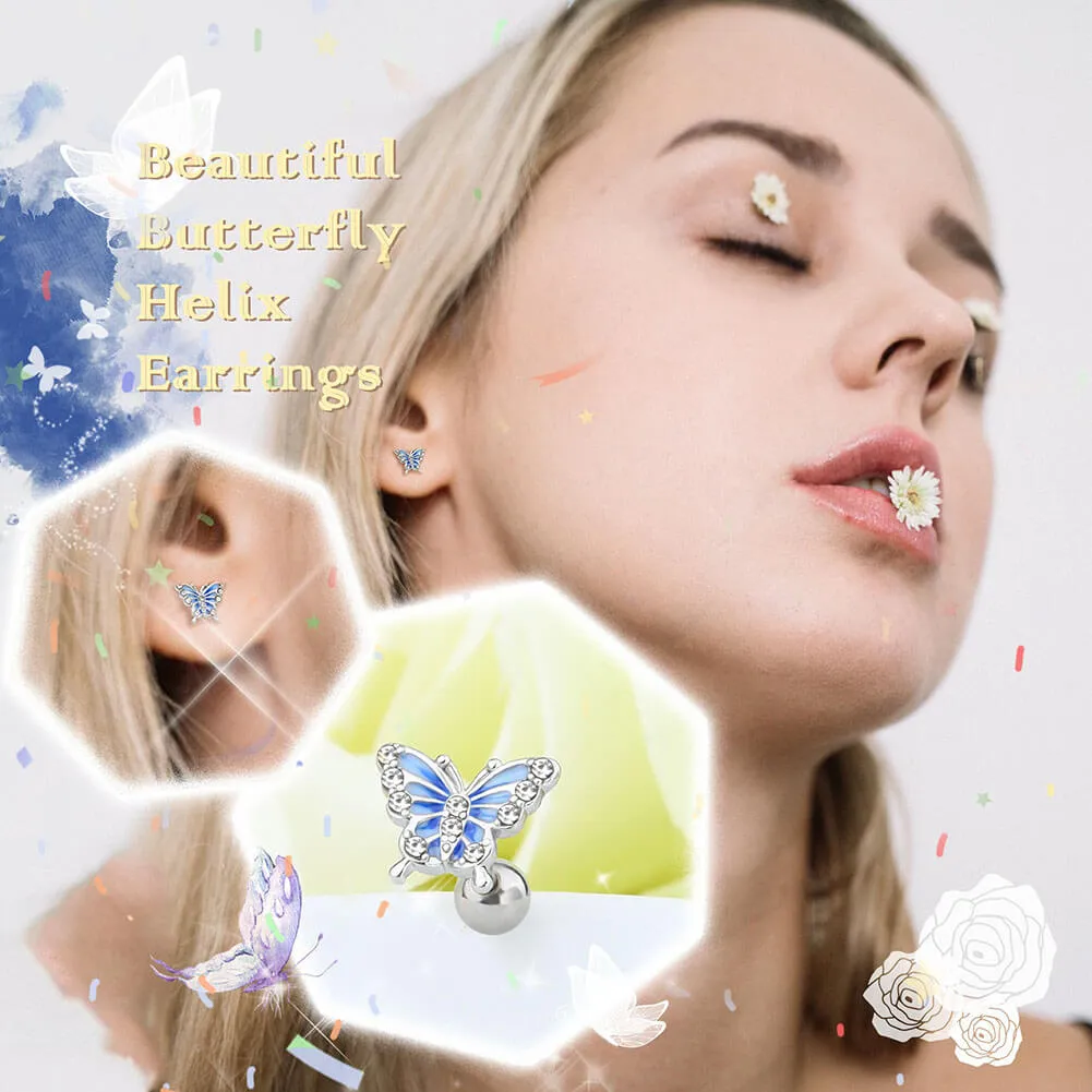 16G Blue Butterfly Cartilage Helix Stud
