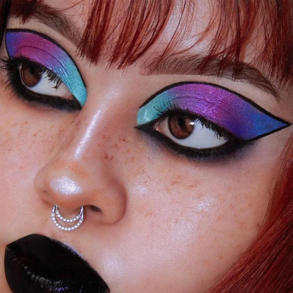 16G CZ Paved Double Loop Titanium Hinged Septum Clicker