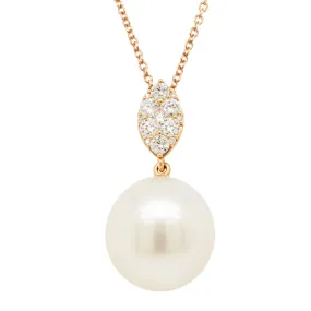 18ct Rose Gold South Sea Pearl & Diamond Pendant