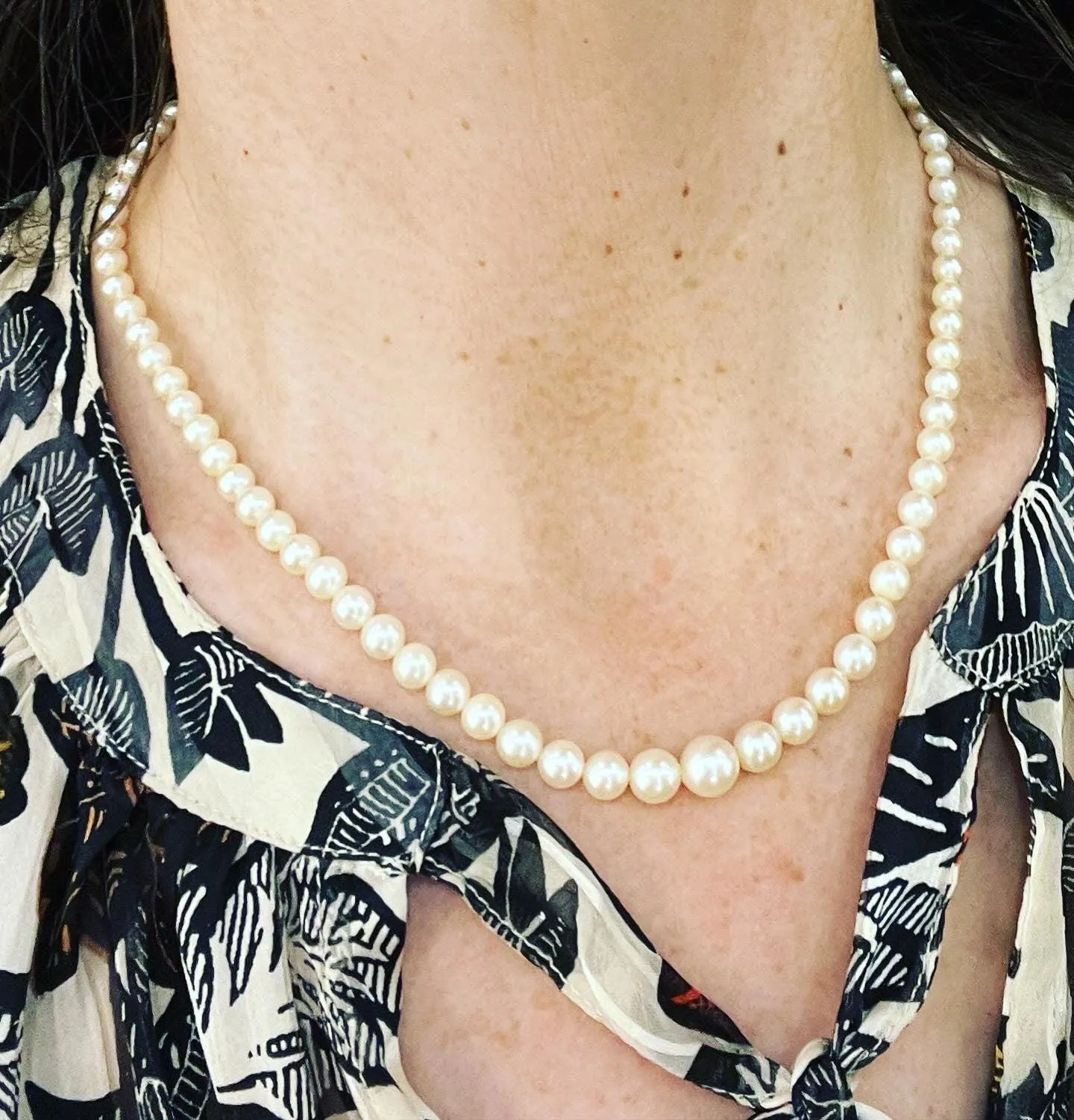 1920s Akoya Graduated Round Cultured Pearl Necklace