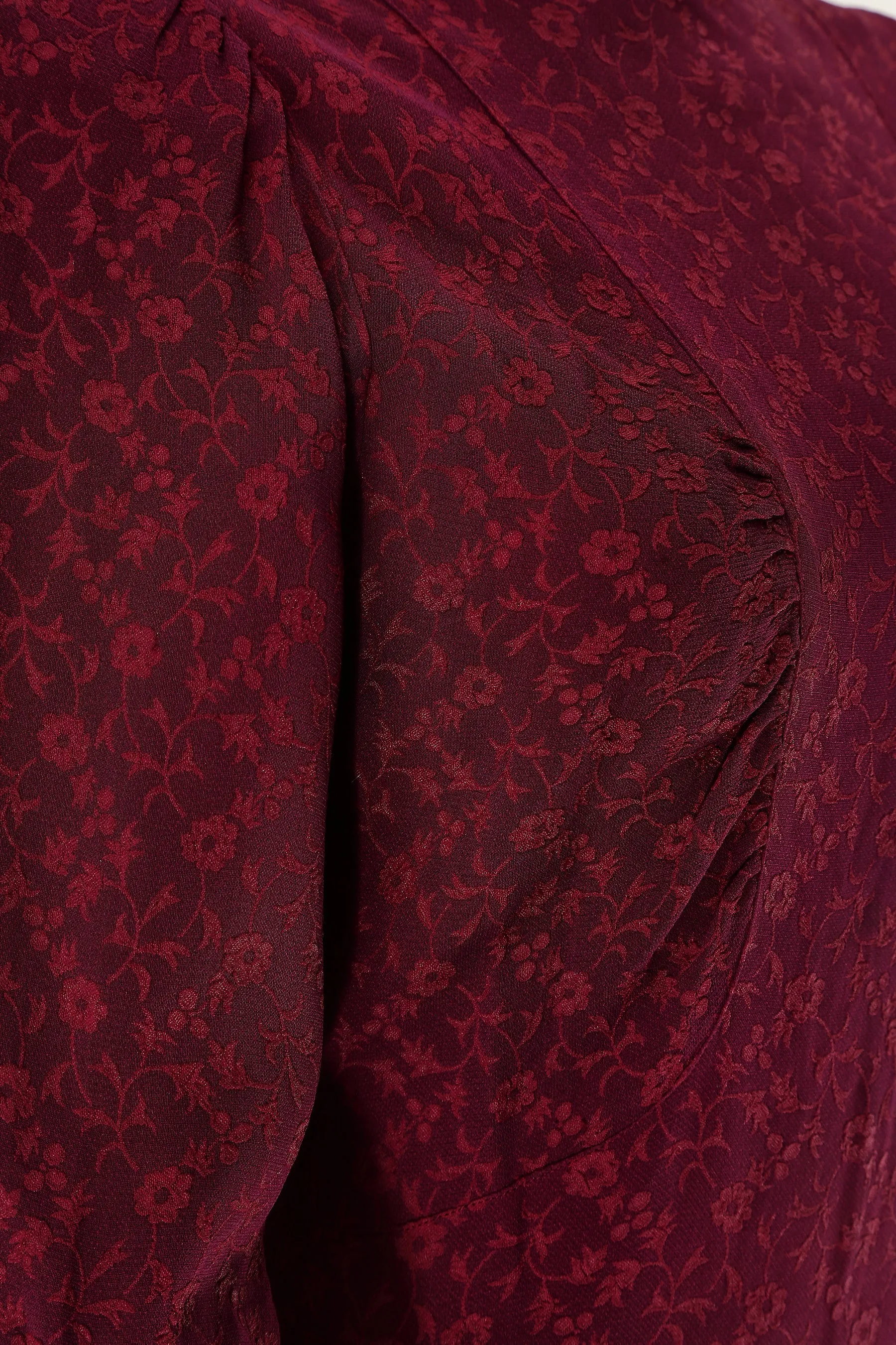 1930s or 1940s Floral Burgundy Crepe Dress
