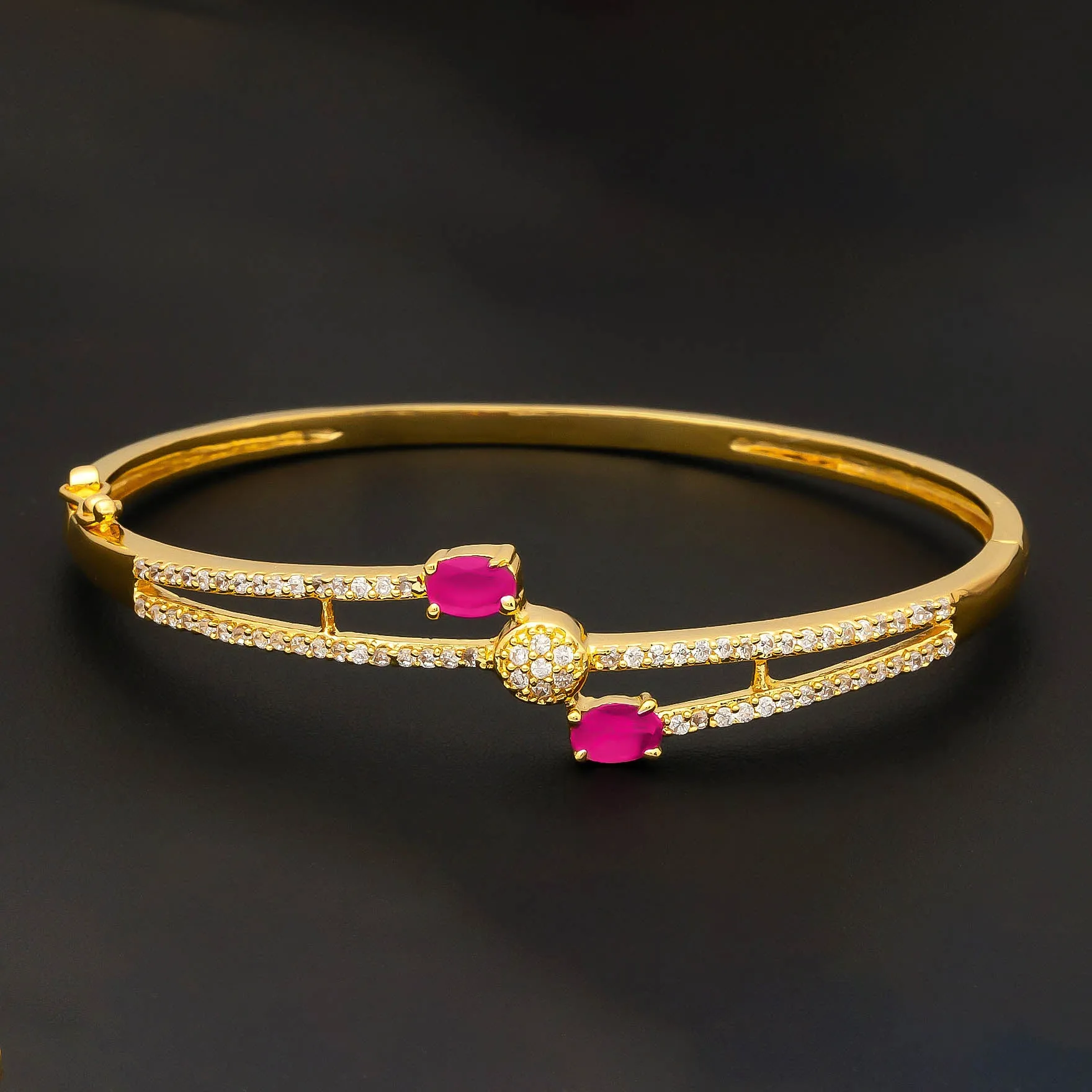 24ct Heavy Gold Plated Stone Bracelet Bangle  PSBRB66WR-002