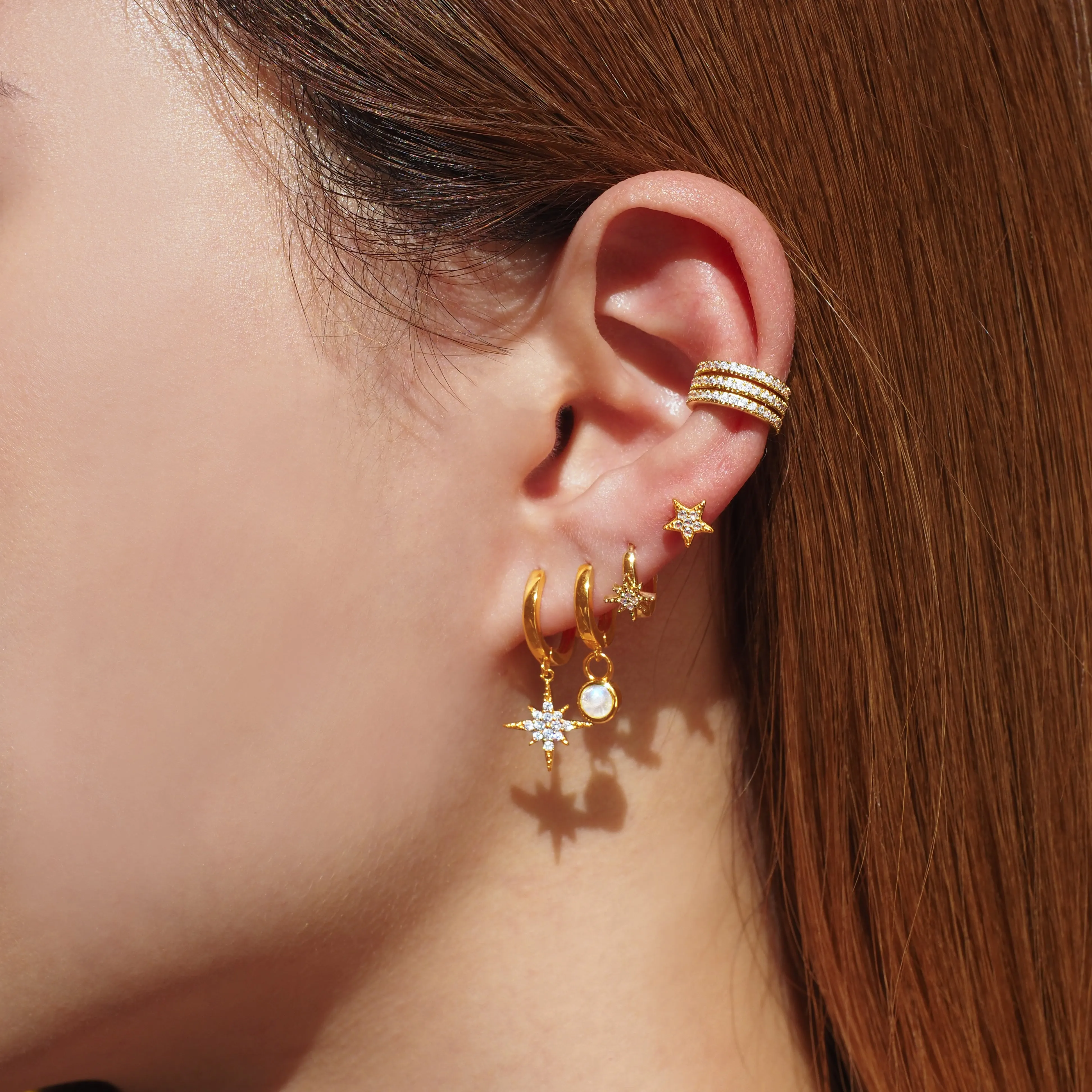 3 Crystal Roles Ear Cuff