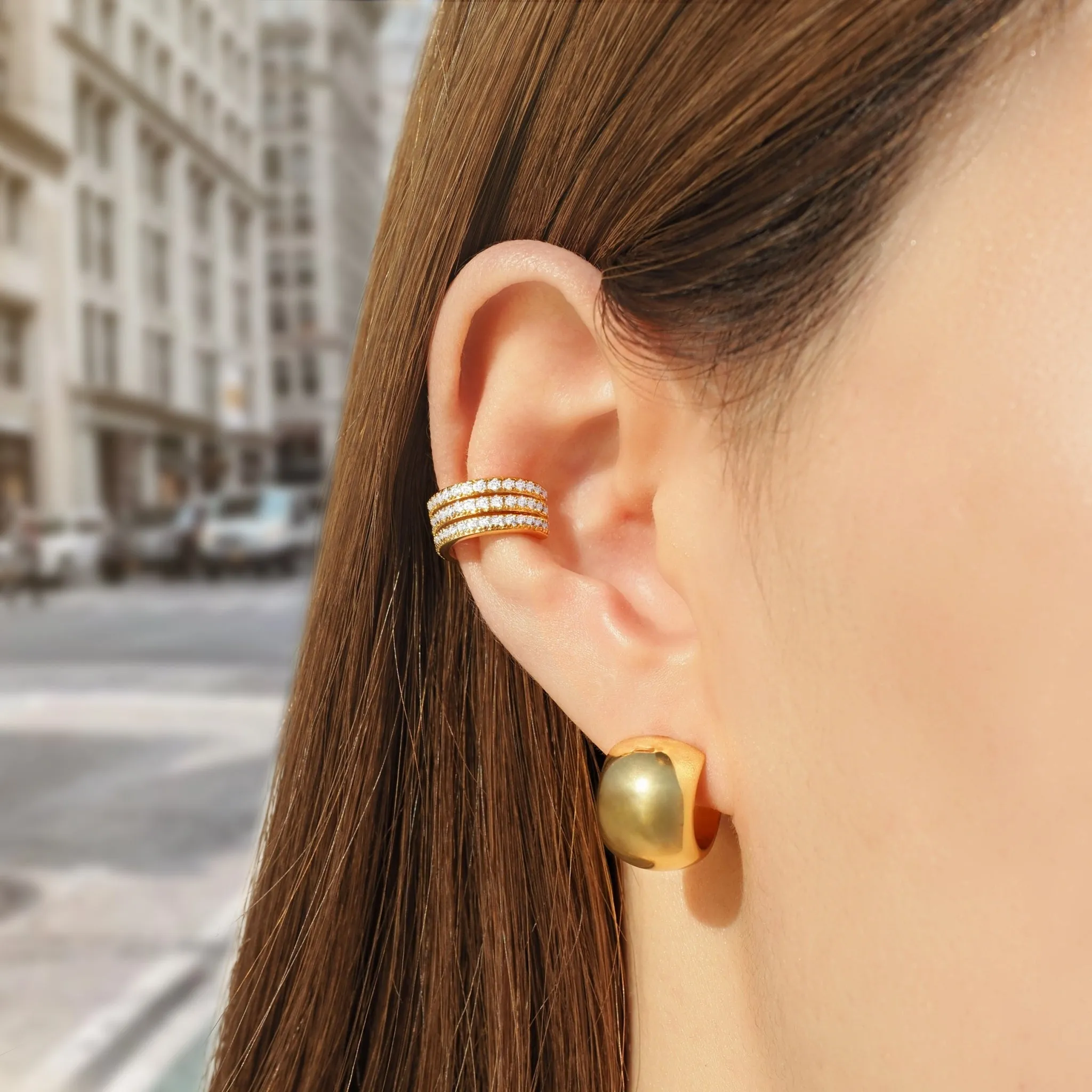3 Crystal Roles Ear Cuff