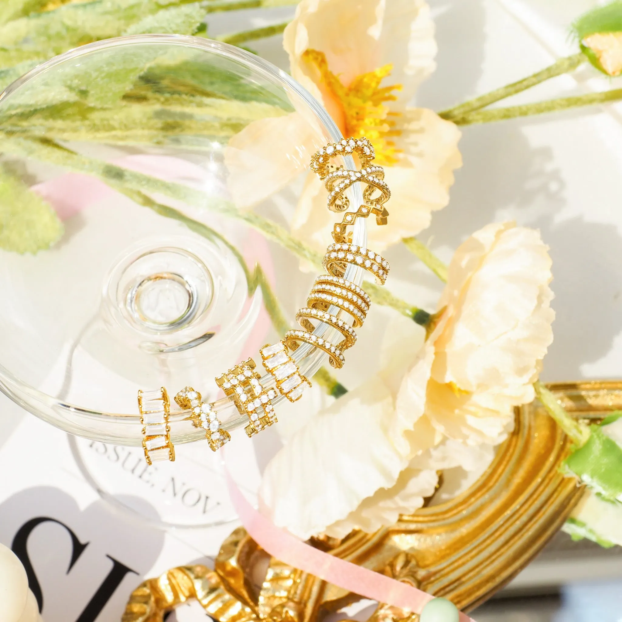 3 Crystal Roles Ear Cuff