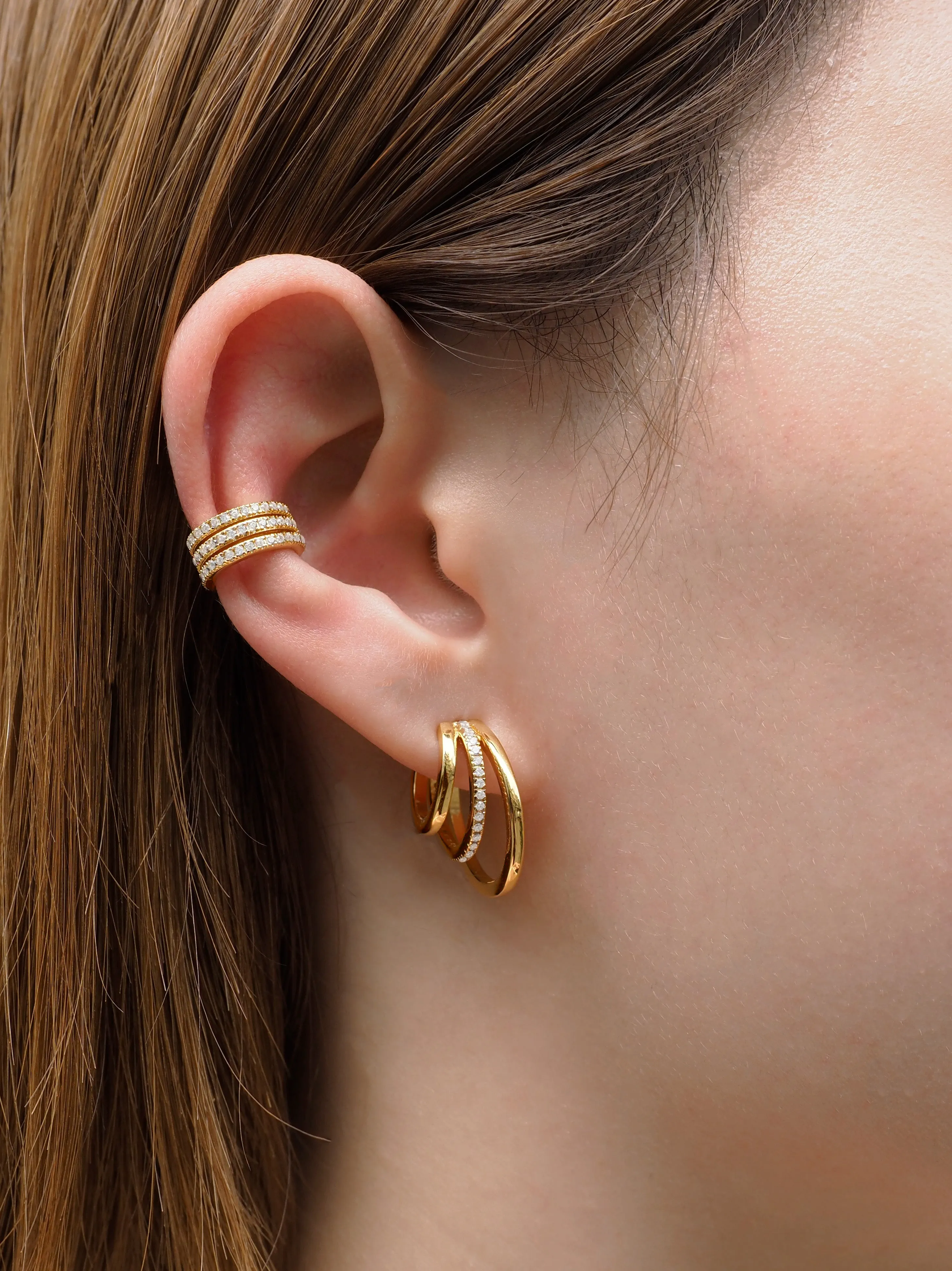 3 Crystal Roles Ear Cuff