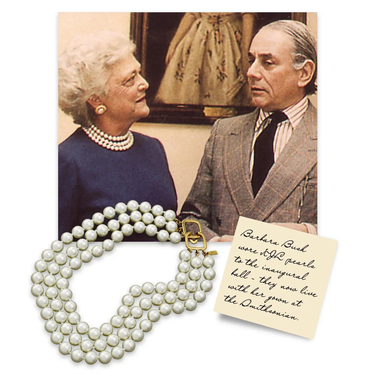 3 Row Pearl Necklace With Gold Clasp