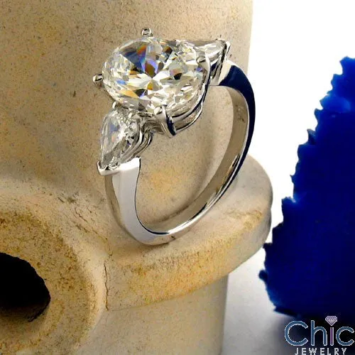 3 Stone 3 Ct . Oval .50 Pear Cubic Zirconia Cz Ring