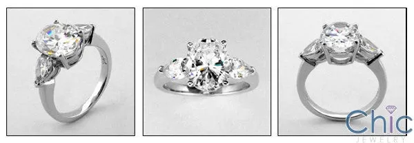 3 Stone 3 Ct . Oval .50 Pear Cubic Zirconia Cz Ring