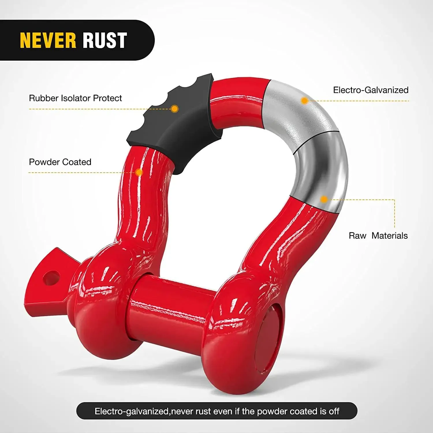 3/4 inch D-Ring Shackle Red (Pair)