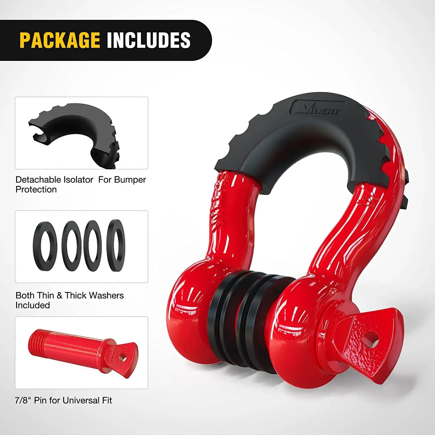 3/4 inch D-Ring Shackle Red (Pair)