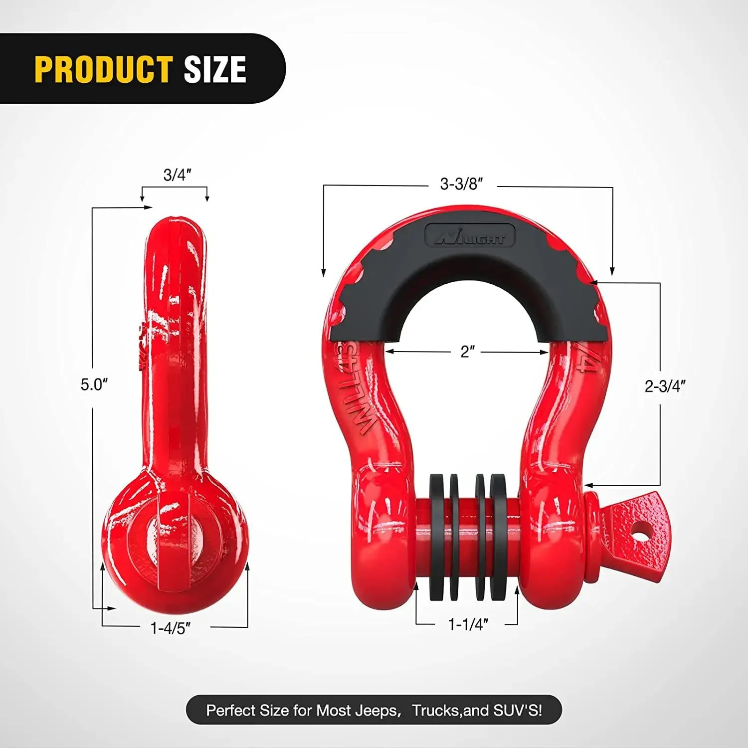 3/4 inch D-Ring Shackle Red (Pair)
