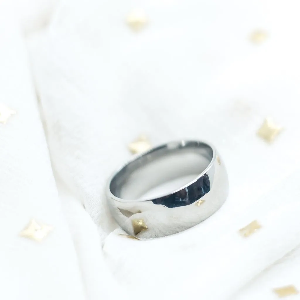 8mm Mens Matt Black Blue Silver Plain Tungsten Engagement Band Ring