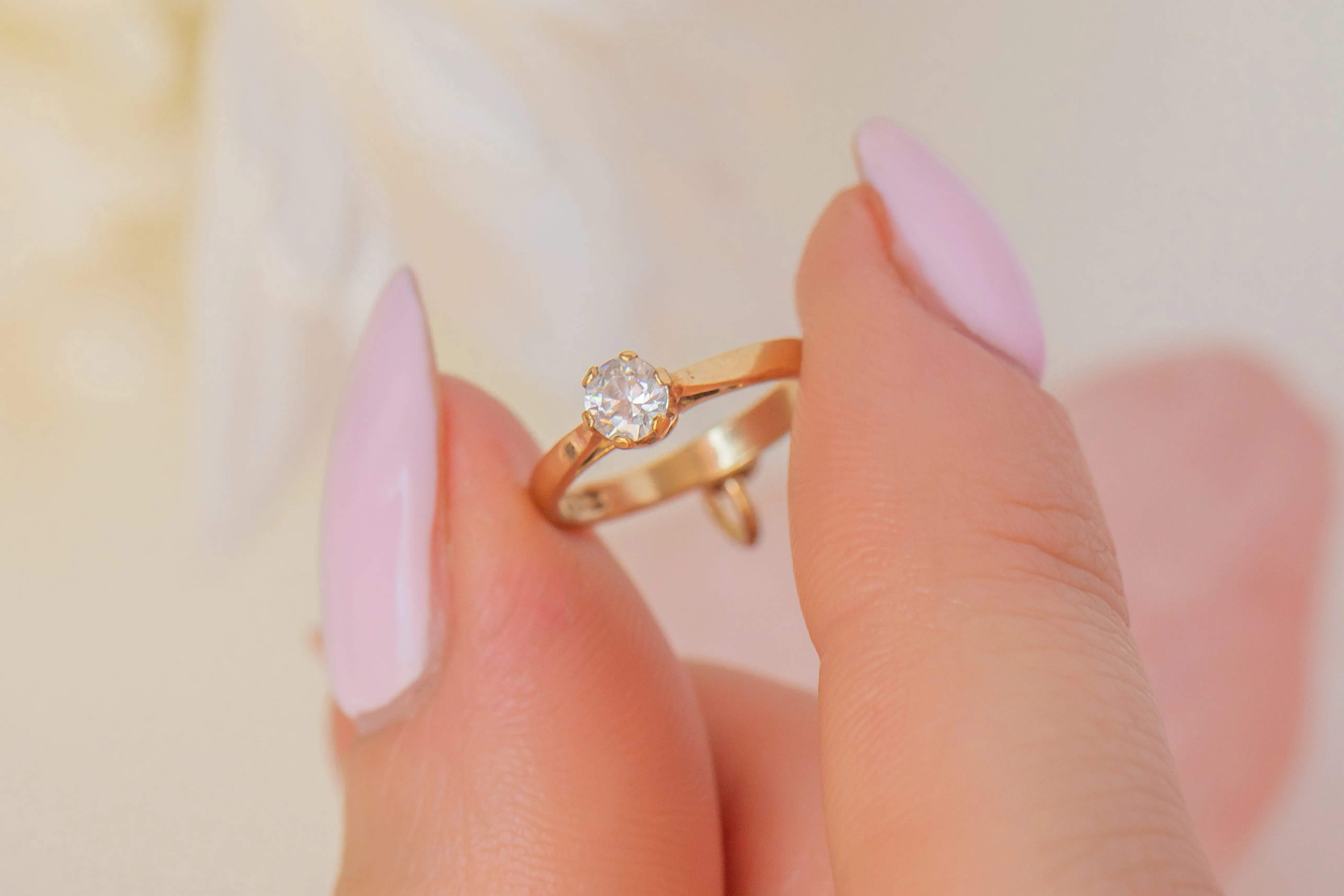 9ct Gold Cubic Zirconia Mini Ring Charm, 0.30ct