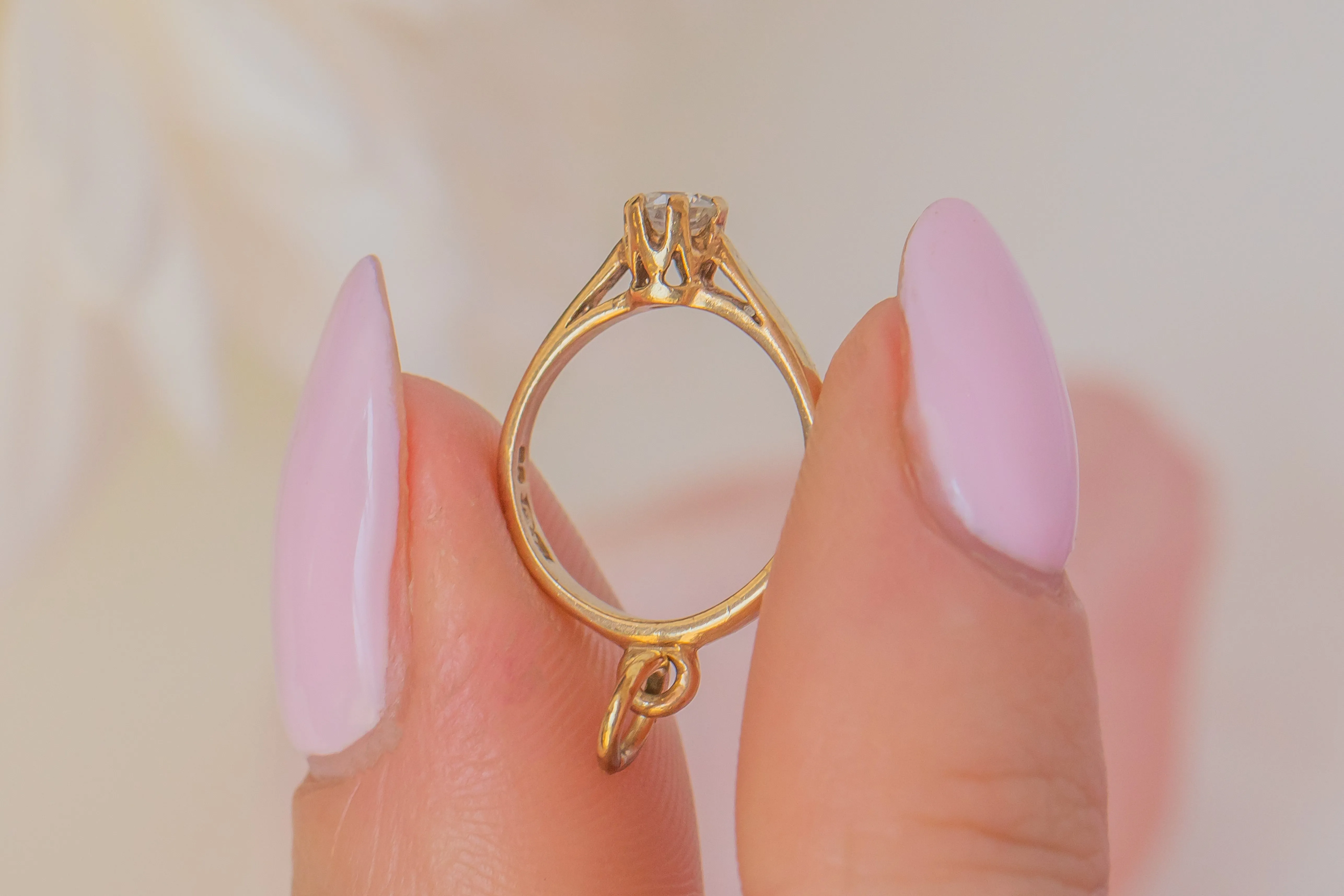 9ct Gold Cubic Zirconia Mini Ring Charm, 0.30ct
