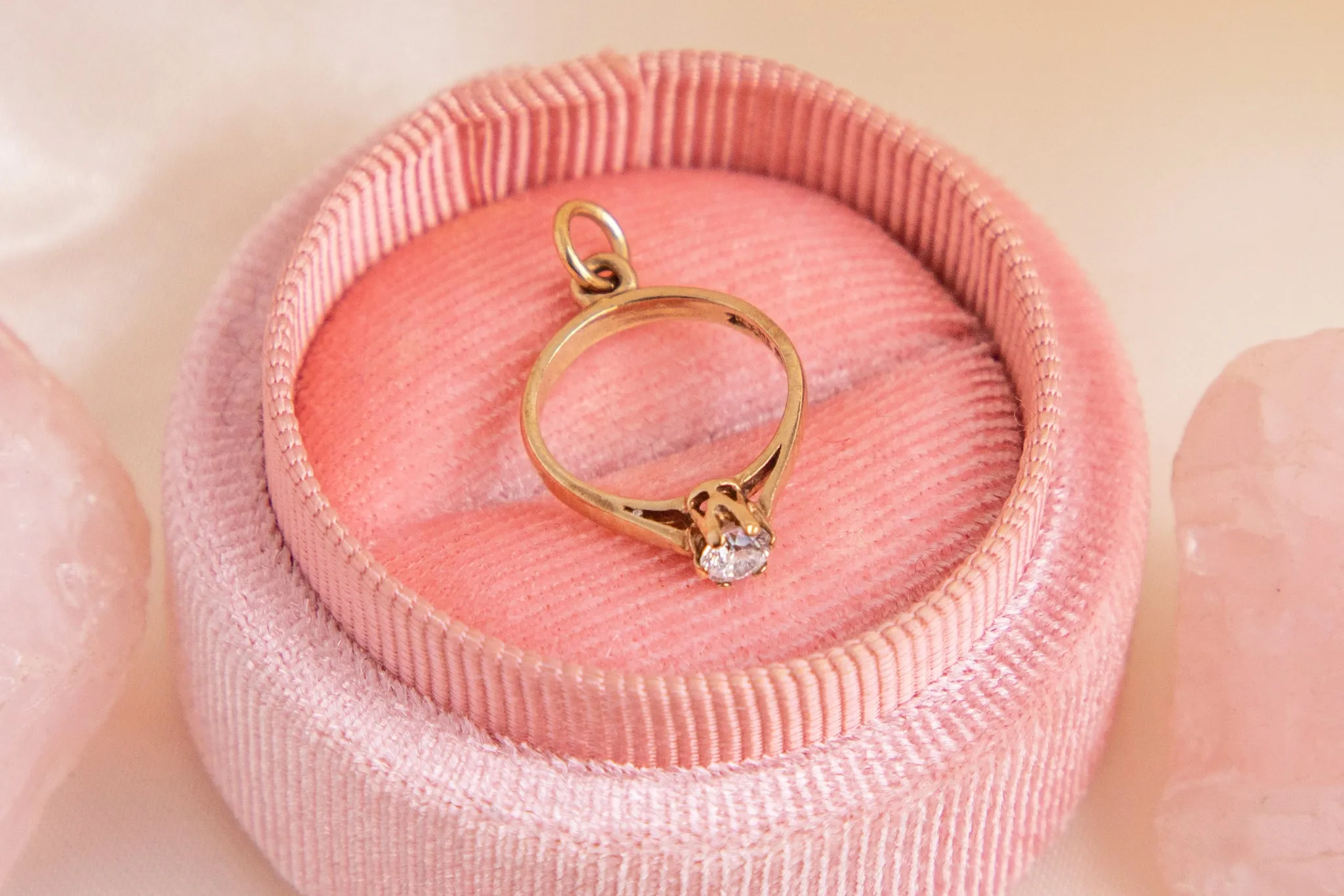 9ct Gold Cubic Zirconia Mini Ring Charm, 0.30ct