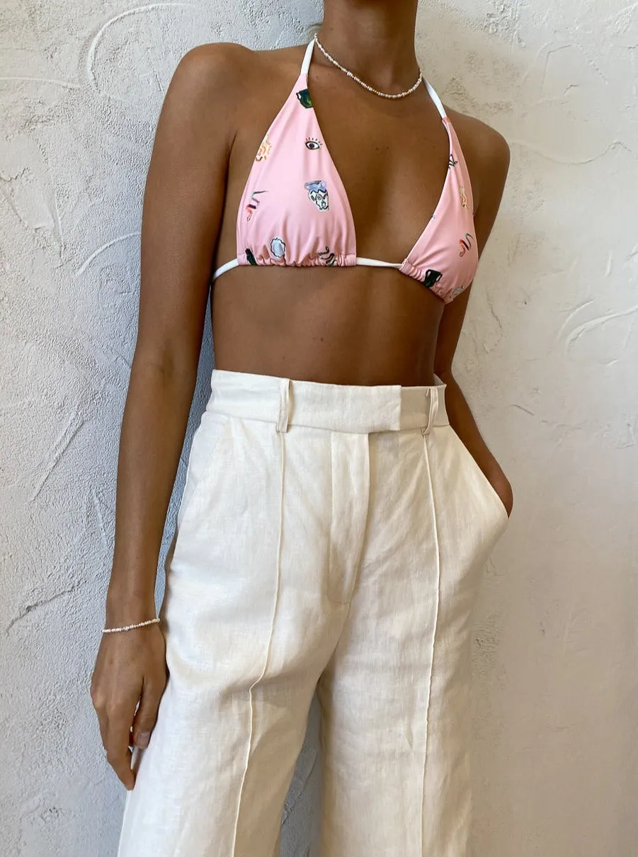 Alemais Cleo Tri Bikini Top in Pink