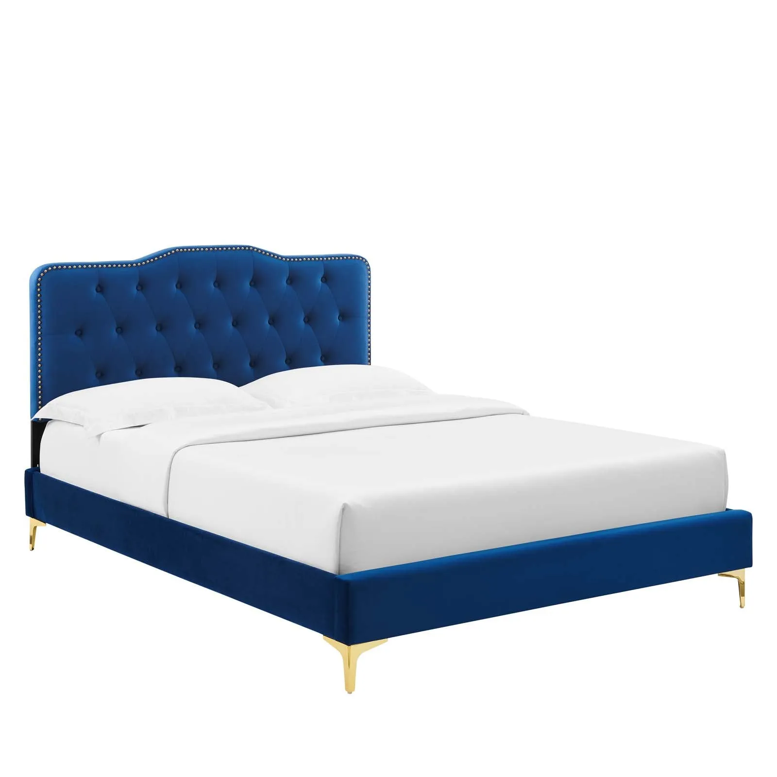 Amber Tufted Performance Velvet Twin Platform Bed By Modway - MOD-6778 - Navy