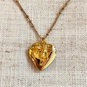Angel Adorned Heart Locket Necklace