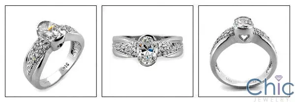 Anniversary 1.5 Oval Half Bezel Cubic Zirconia Cz Ring