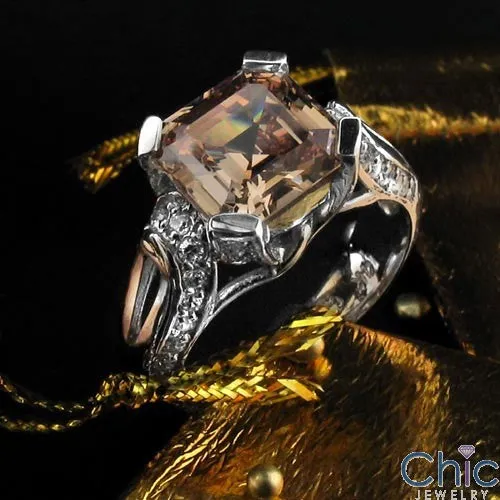 Anniversary 2.5 Asscher Brown Cubic Zirconia Cz Ring