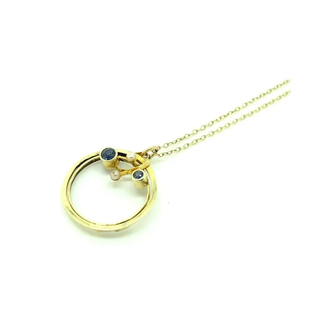 Antique Edwardian Sapphire & Pearl Gold Conversion Necklace