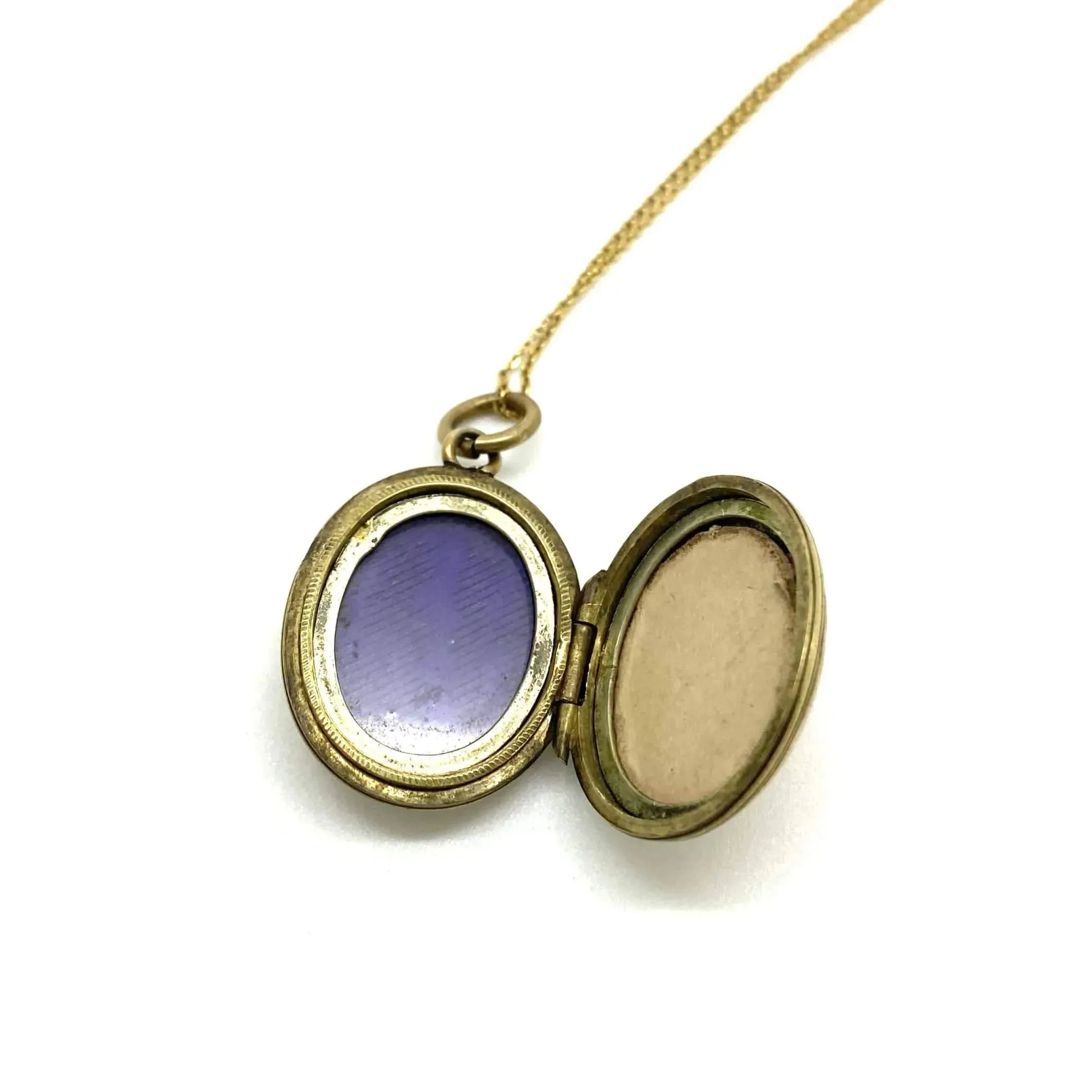 Antique Victorian Brass Locket Necklace