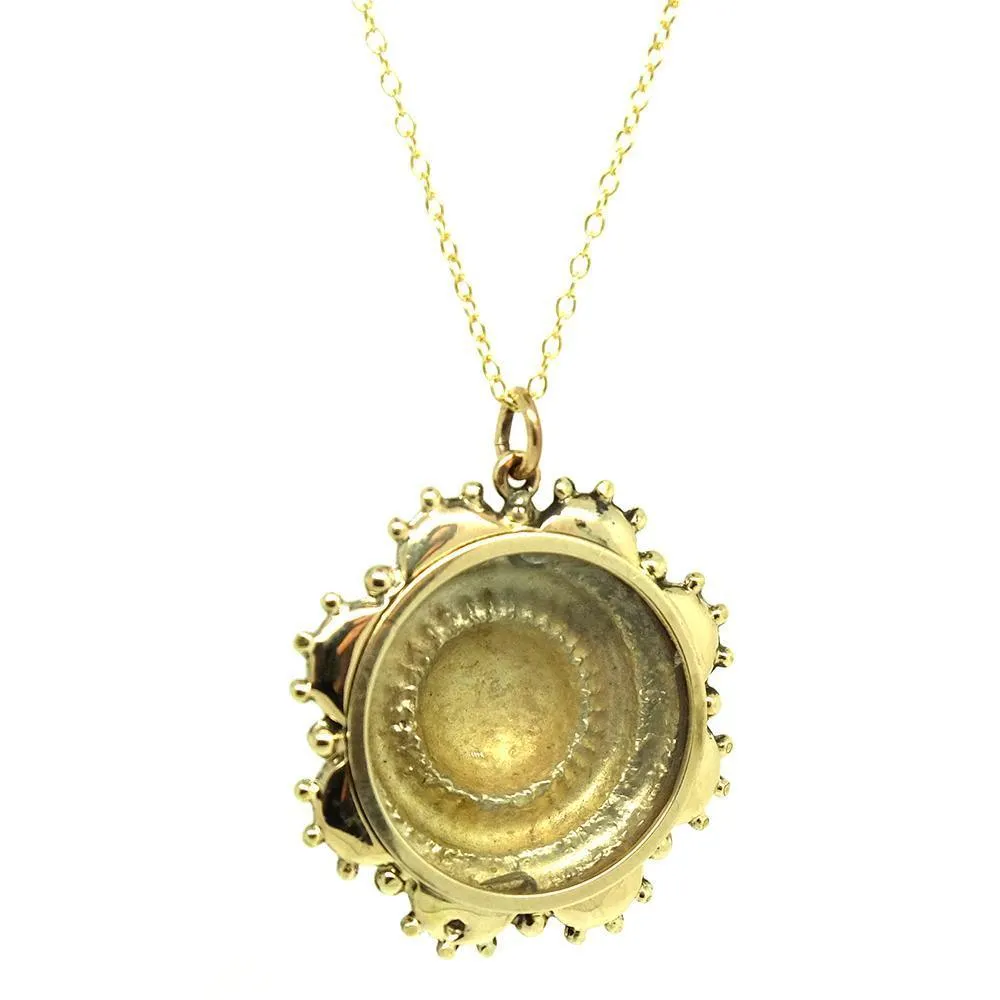 Antique Victorian Yellow Gold Sunshine Locket Necklace