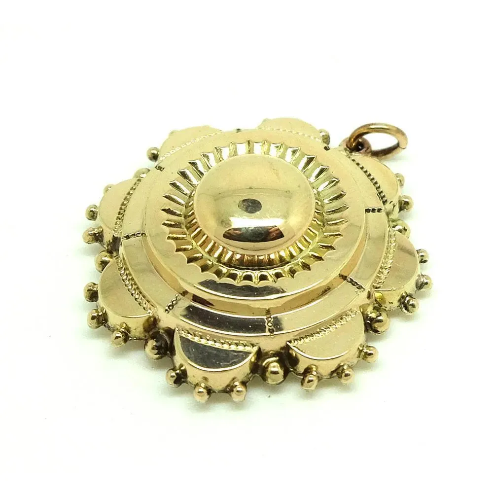 Antique Victorian Yellow Gold Sunshine Locket Necklace