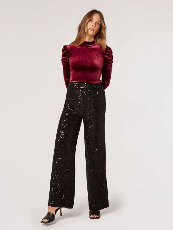 Apricot Velvet Rouched Shoulder Top