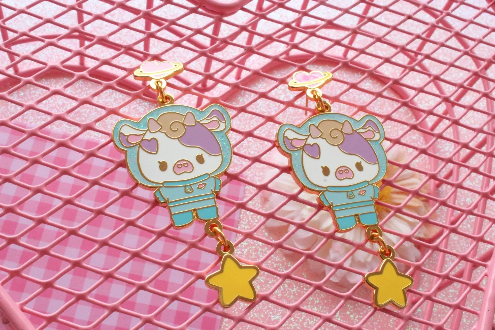 Astronaut Jolene Cow Earrings