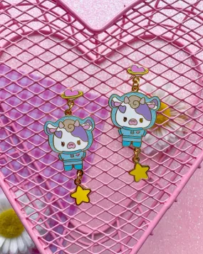 Astronaut Jolene Cow Earrings
