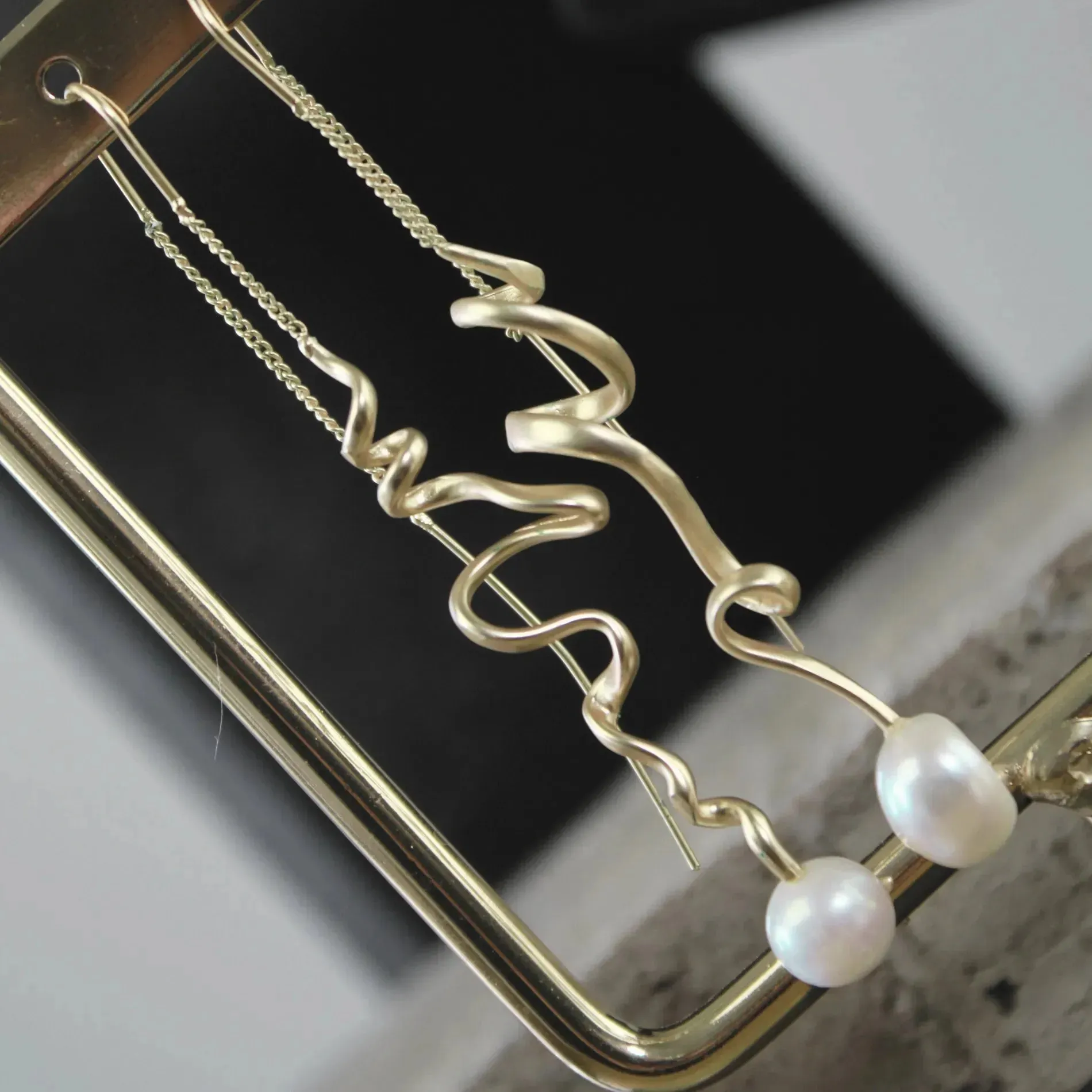 Audrey Organic Chain Earring Gold Plating
