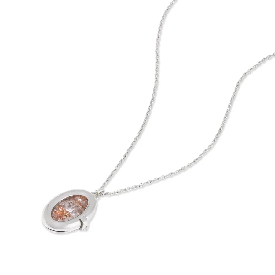 Aura Citrine Quartz Silver Locket Necklace