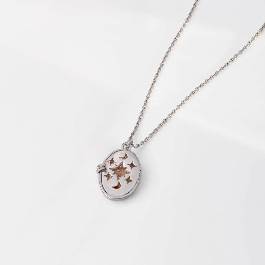 Aura Citrine Quartz Silver Locket Necklace