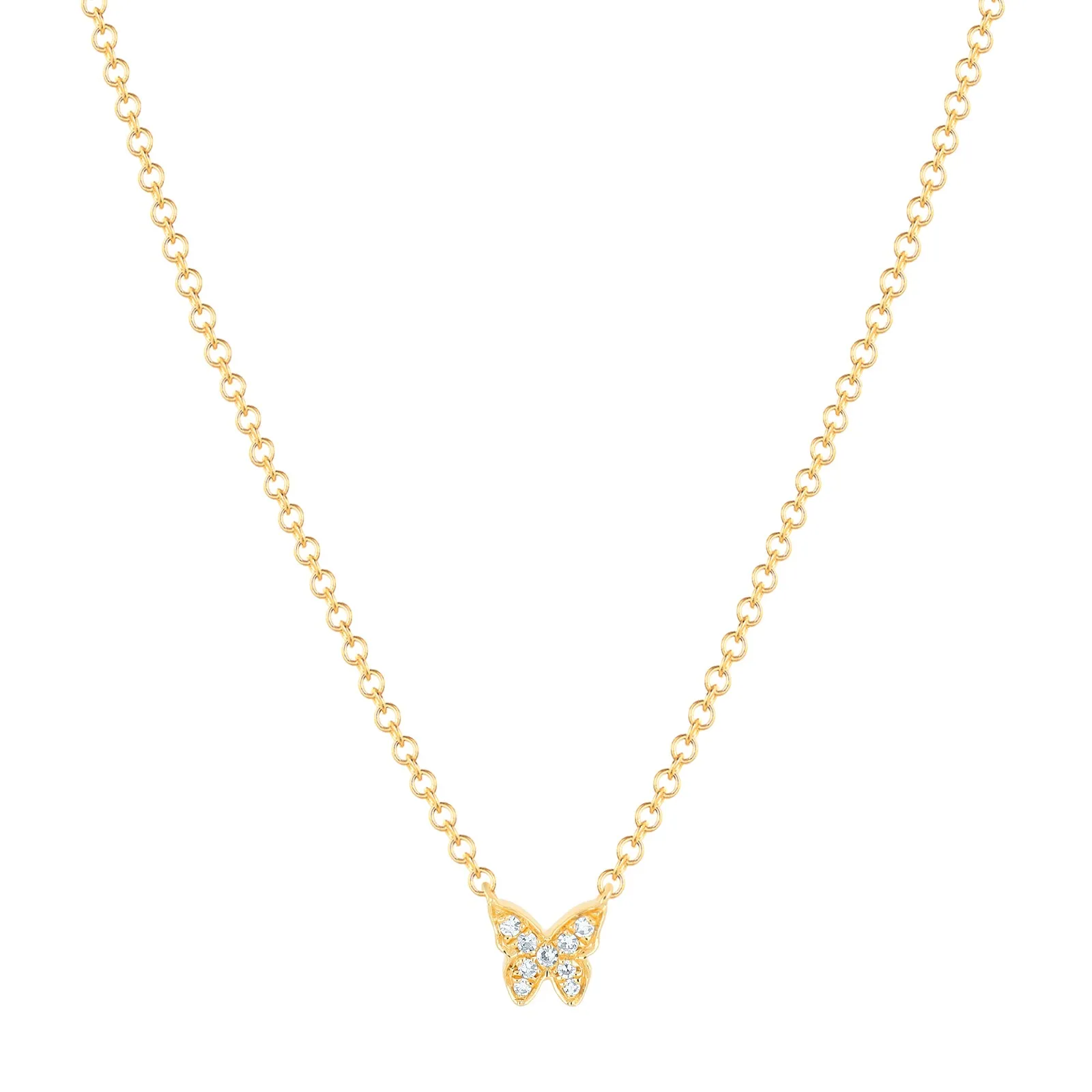 Baby Diamond Butterfly Necklace - Yellow Gold