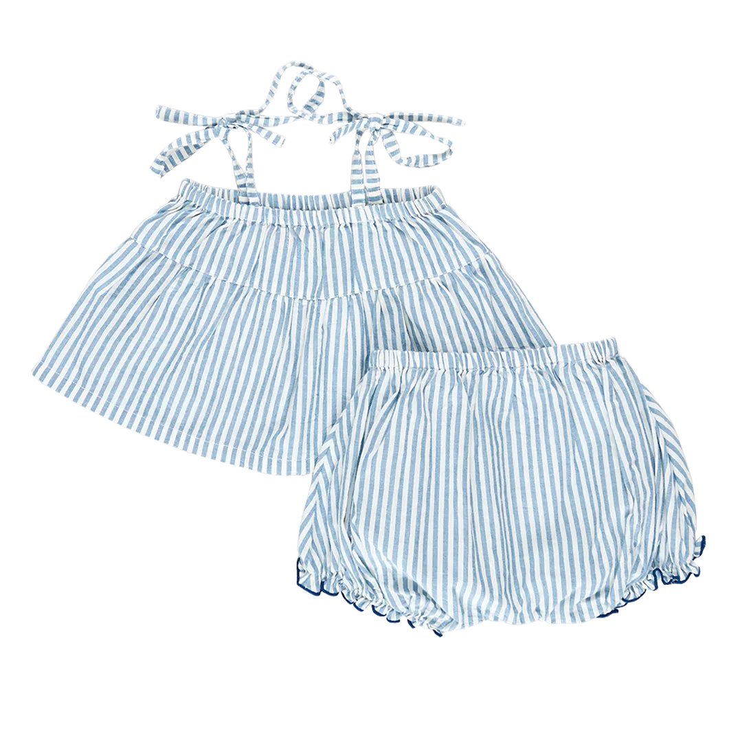 Baby Girls Stella 2-Piece Set - Blue Skinny Stripe