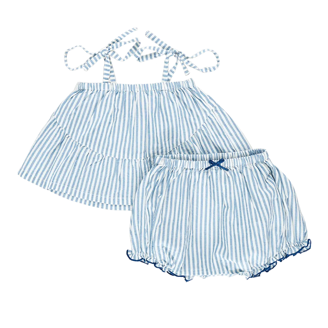 Baby Girls Stella 2-Piece Set - Blue Skinny Stripe