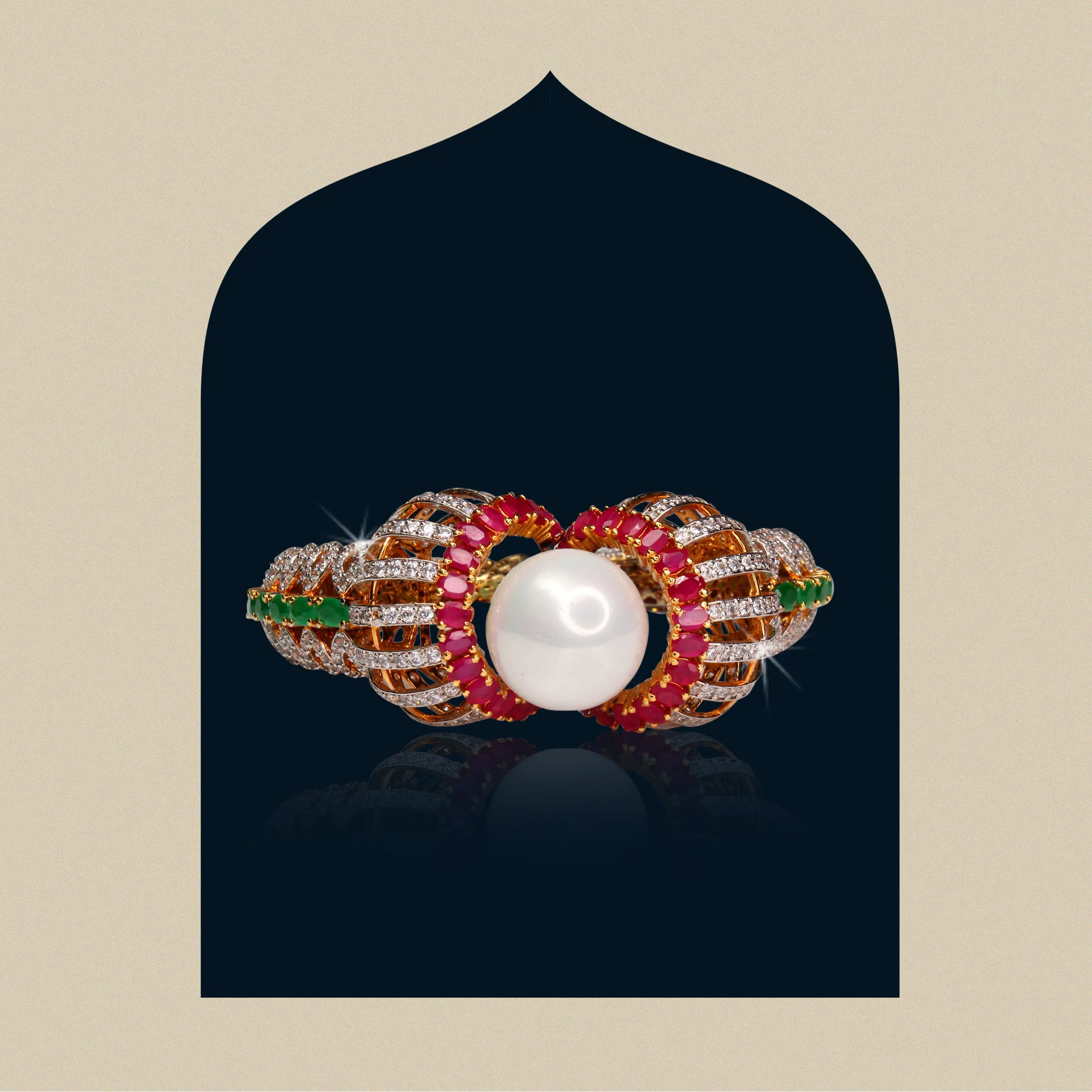 Bangle in Chetum, Jade and Pearl