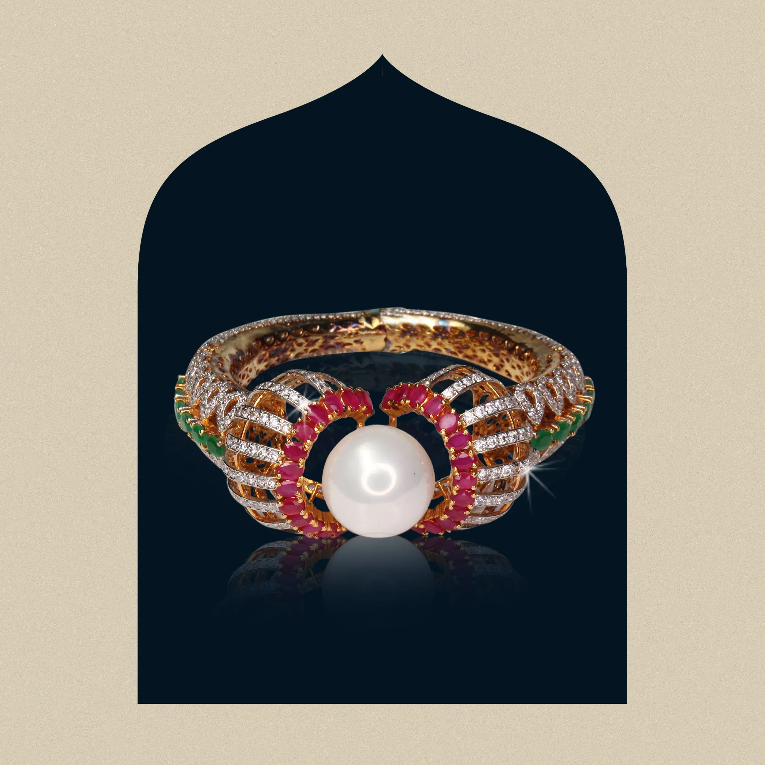 Bangle in Chetum, Jade and Pearl