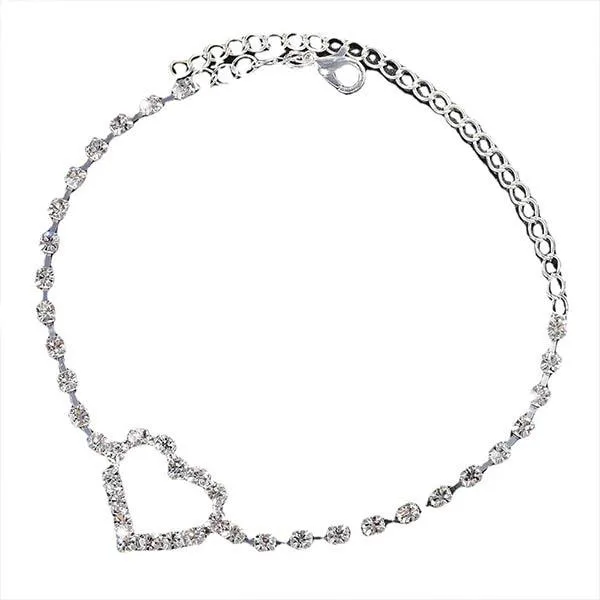 Beach Party Rhinestone Heart Anklet 37470082C