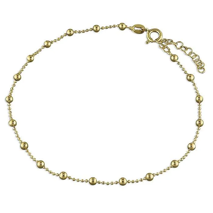 Bead Chain Anklet - Sterling Silver & Gold Vermeil